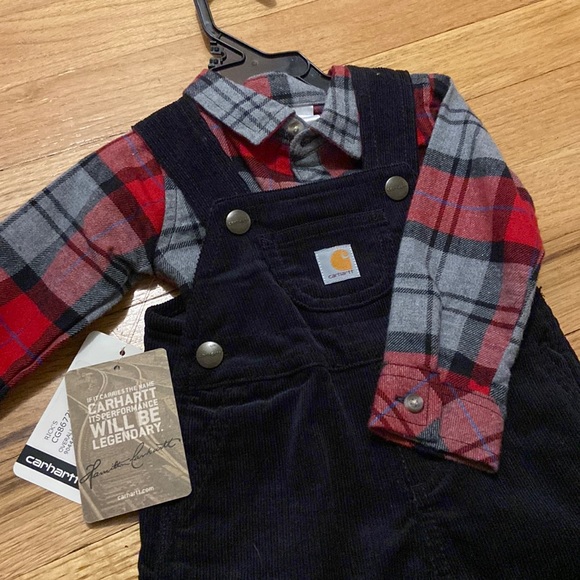 New carhartt corduroy overalls and flannel - Picture 1 of 5